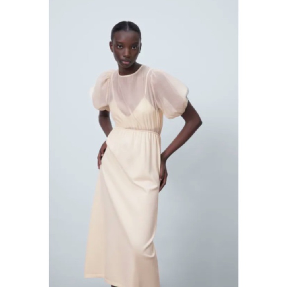 Zara cream combination knit midi Dress